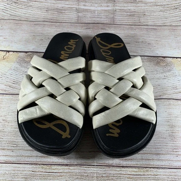 Sam Edelman Vaughn Ivory Leather Sandals Womens Size 8 M - Picture 1 of 8